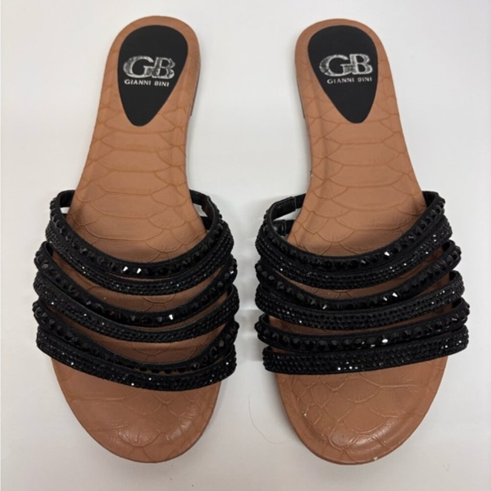 Gianni Bini Black and Brown Sandals with Studded Straps